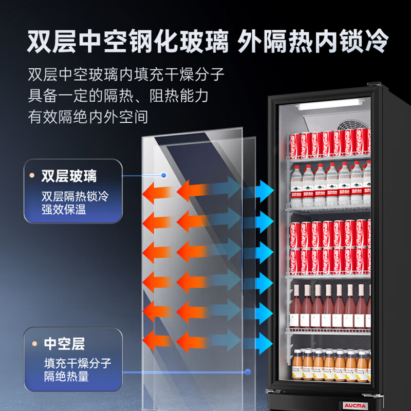 澳柯玛SC-329SNEH展示柜冷藏保鲜柜饮料柜单门立式风冷直冷冰柜冰箱商用食品留样超市便利店蔬菜水果麻辣烫啤酒水柜高清大图
