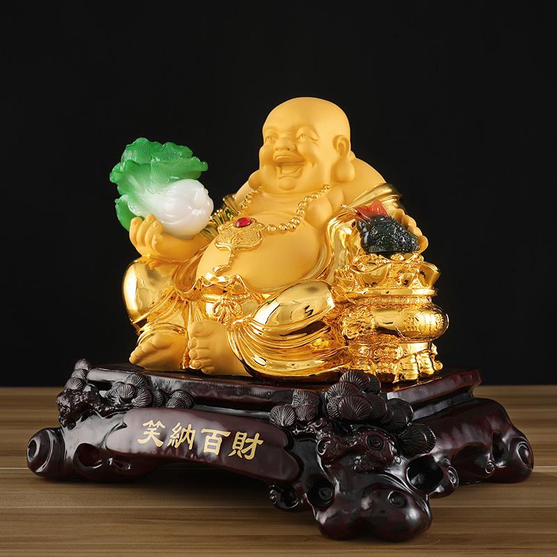 家柏饰(CORATED)大号弥勒佛摆件金蟾玉白菜笑佛像大肚弥勒佛客厅供奉高清大图