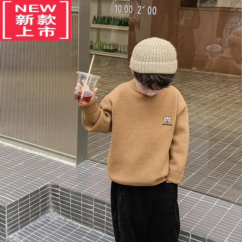 可莉允儿童毛衣男童针织打底衫宝宝秋冬装2022新款小童男孩加厚休闲上衣