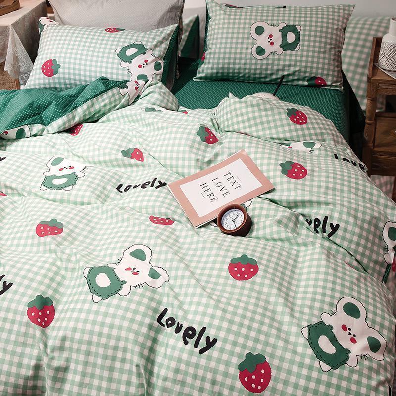 家柏饰(CORATED)床上用品四件套全棉全棉公主风少女心床单被套儿童三件套4