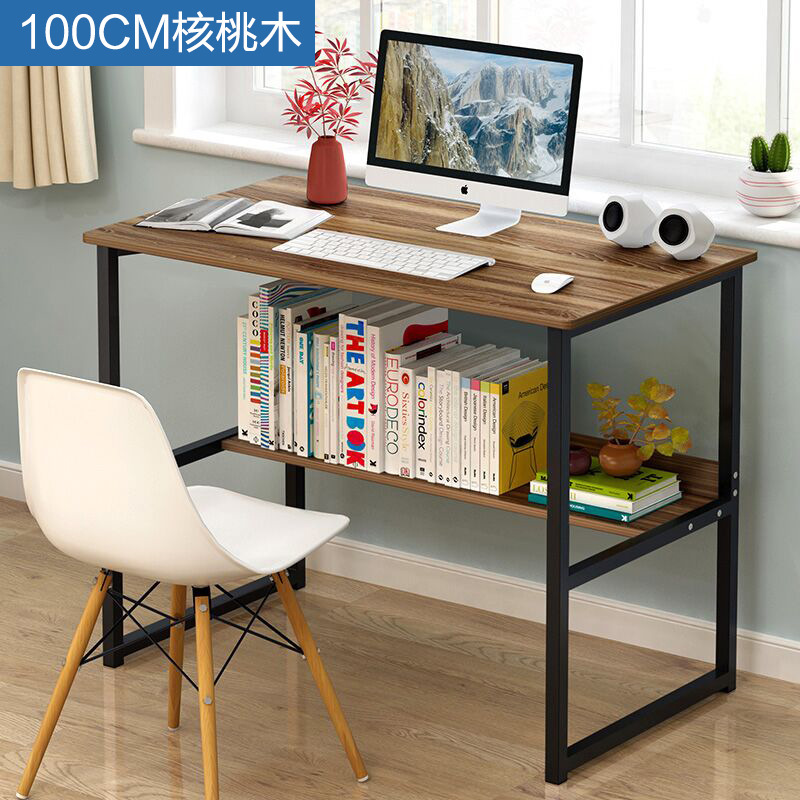 家时光 电脑台式桌书桌简约小桌子卧室家用写字桌现代书桌写字台 100CM核桃木
