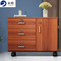 永格 文件柜活动柜办公柜资料储物柜办公桌下柜矮柜红栗色