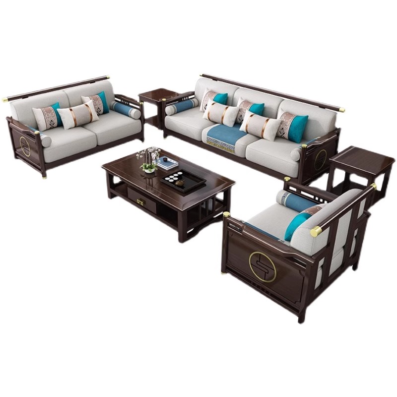 质凡 新中式现代简约三人位沙发1990*800*820高清大图