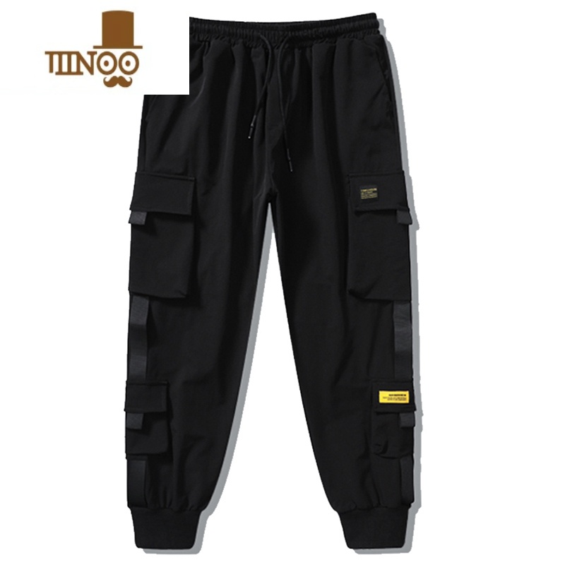 YANXU夏季工装裤男ins潮牌束脚韩版潮流宽松高街美式机能男士休闲裤子高清大图