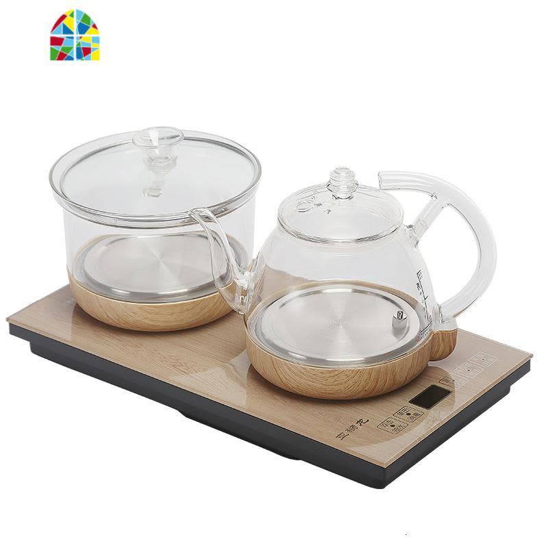 全自动上水电热水壶泡茶专用底部抽水茶台电磁炉茶具玻璃烧水壶 FENGHOU 双击自动上水:黑檀纹[带煮茶]图片