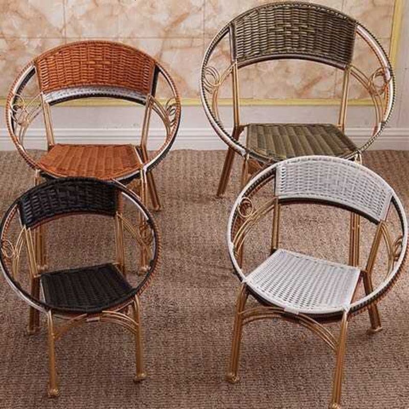 椅子户外桌椅儿童凳子阳台藤椅靠背椅休闲家用小藤椅子矮凳子 白色 加大号升级版[45cm]图片