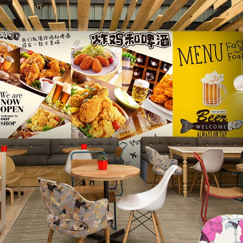 韩式炸鸡店餐厅饭店壁纸韩国烧烤快餐店汉堡店休闲吧装修墙纸壹德壹报价 参数 图片 视频 怎么样 问答 苏宁易购