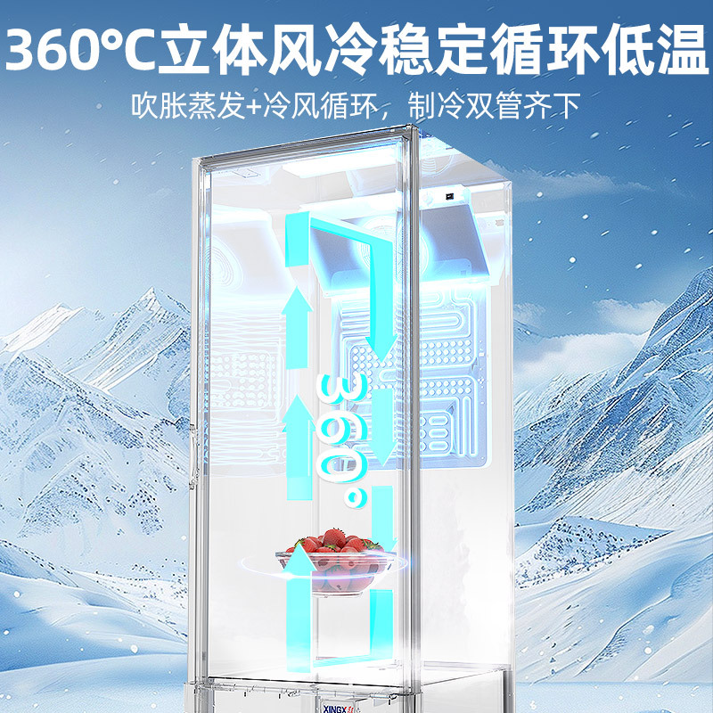 星星(XINGX)立式大型展示柜家用商用大容量冷藏保鲜柜风直冷超市便利店小卖部玻璃门啤酒饮料展示柜LSC-235C高清大图