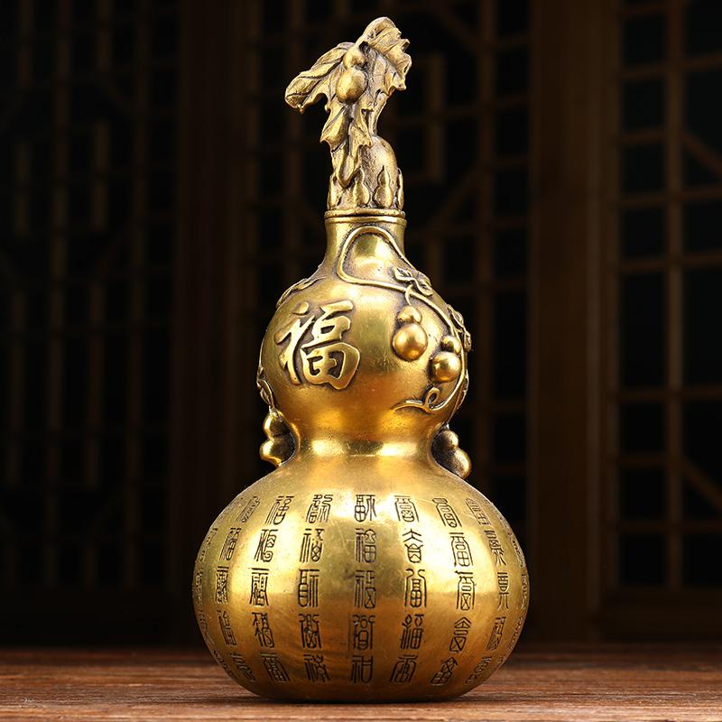 美帮汇百福葫芦摆件开盖铜葫芦铜客厅柜装饰品高清大图