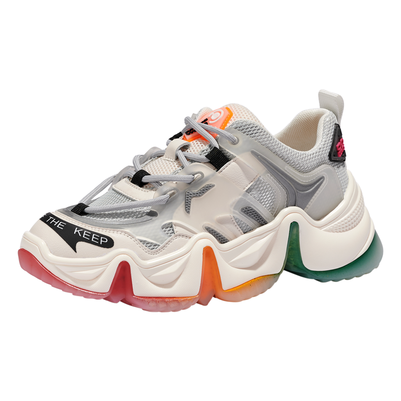 森马彩虹底老爹鞋女网面透气夏季2020新款显脚小厚底增高运动鞋子视频