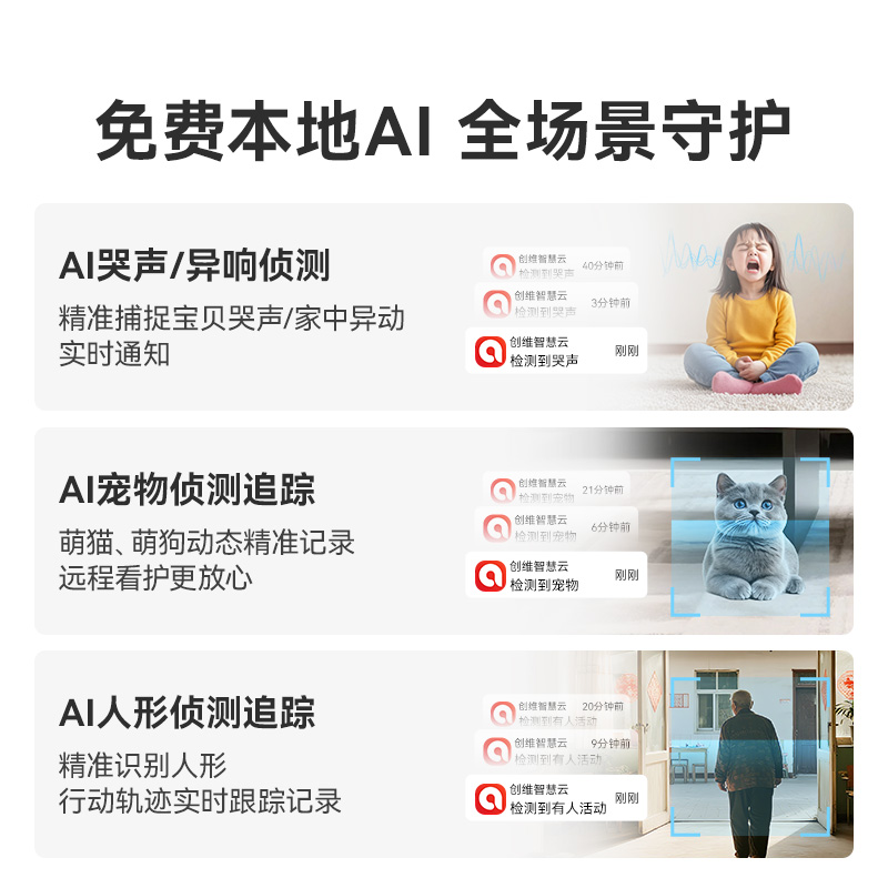 小湃4G室内摄像头P50G家用免费流量监控无需网络360度手机远程摄影机高清大图