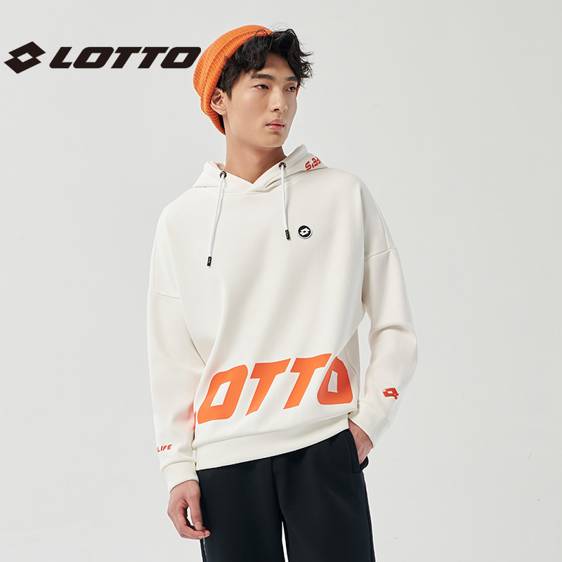 lotto/乐途男装2021冬季新款潮流时尚休闲百搭运动卫衣加绒连帽