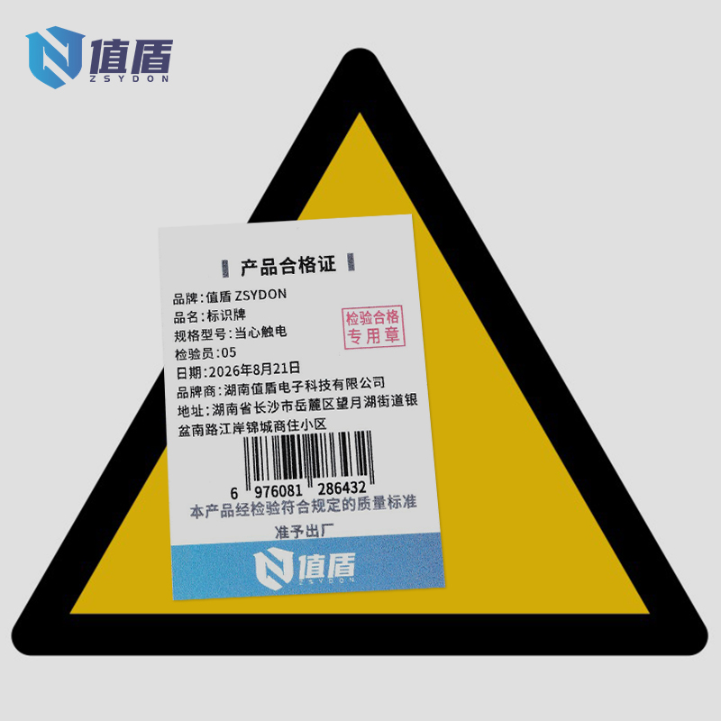 值盾ZSYDON 标识牌 当心触电/张高清大图