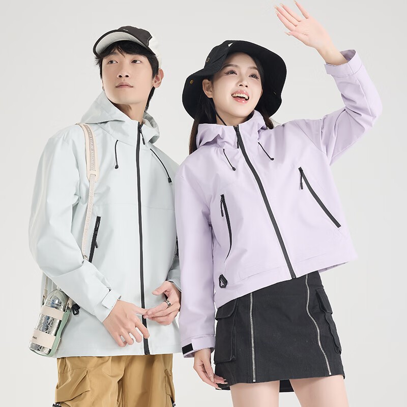 妃锦 聚酯纤维 防风科技面料带防风袖口 下摆弹力扣 耐磨透气逐风冲锋单衣E957高清大图