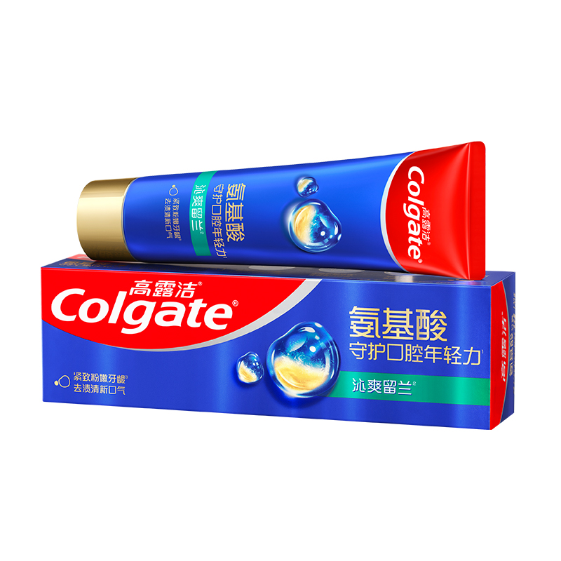 高露洁氨基酸牙膏沁爽留兰香型120g*2护牙龈防蛀牙清新口气男女含氟去黄去口臭高清大图