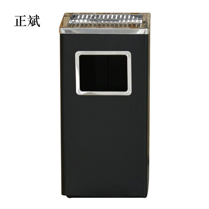 正斌不锈钢垃圾桶烟蒂柱灭烟桶带烟灰缸室外电梯口立式丽格长方形黑色
