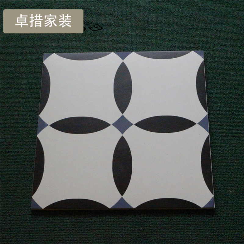 黑白仿拼花砖佛山瓷砖300X300厨房卫生间地砖阳台防滑耐磨地板砖壹德壹高清大图