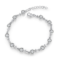 H376 Fashion Bracelet滴水锆石花朵手链欧美外贸镀925纯银女首饰送女朋友七夕情人节礼物