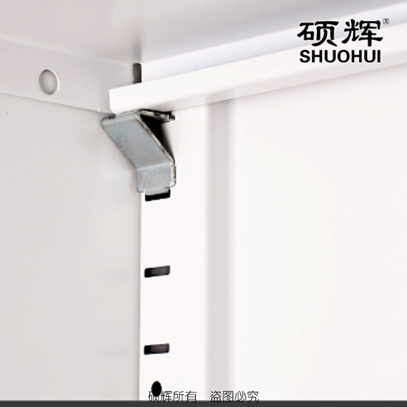 [硕辉]实木色钢制图书柜 两层分体柜 推拉玻璃门 六层图书柜 1.5米宽 2.0米高