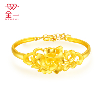 金一足金999玫瑰花之恋时尚精品婚庆女士黄金手镯结婚送礼送女友(计价) ABE002