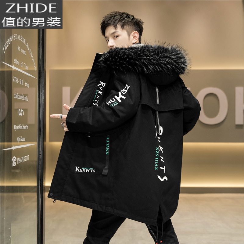 SUNTEK冬季外套男士中长款加绒加厚2020新款韩版潮流夹克青少年学生风衣风衣高清大图