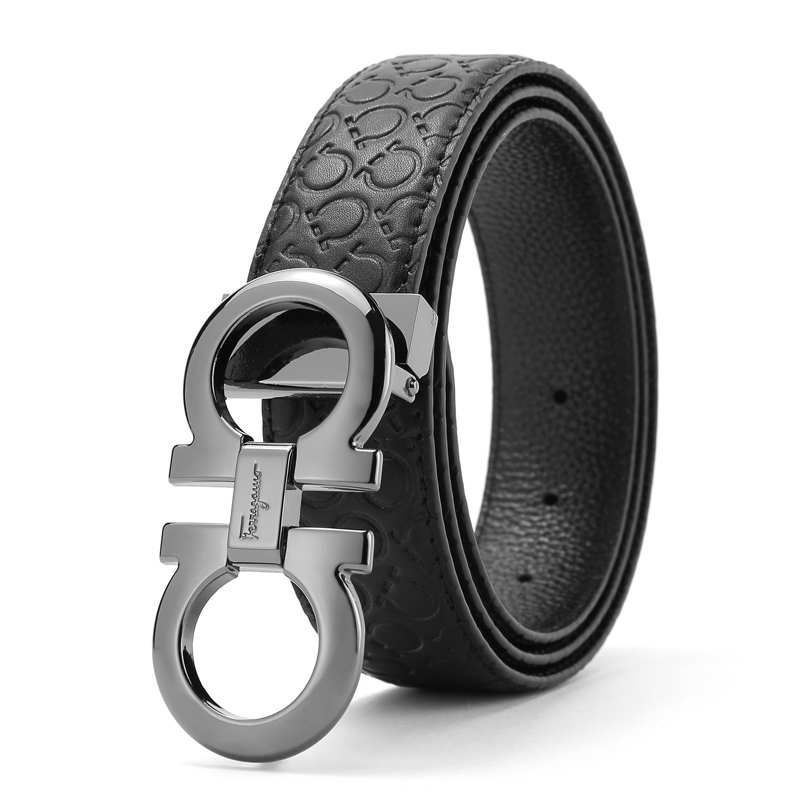 盛世尼曼男士皮带平滑扣腰带皮男款马蹄扣社会精小伙8字扣裤带35