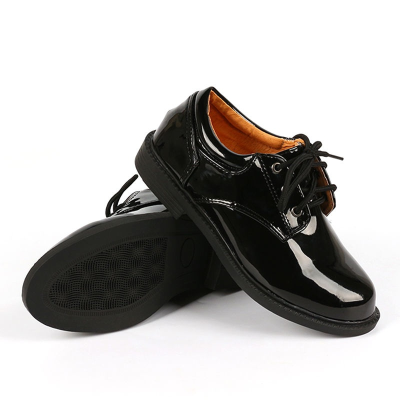 男童鞋正装小孩皮鞋男孩子儿童表演出学校学生合唱鞋系带亮黑色黑色28