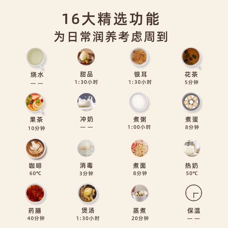 小熊养生壶办公室小型家用炖煮一体煮茶壶电热水壶2025新款烧水壶绿色标准款+蛋架高清大图