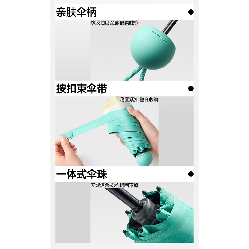 蕉下(BENEUNDER)五折黑胶防晒伞BM527-脆果沙拉高清大图