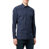 Zegna 杰尼亚 四季新品男士棉质深蓝色长袖衬衫 405003 9DFKTM