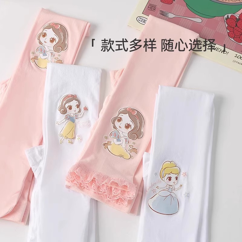 迪士尼儿童连裤袜夏季薄款打底袜子女童打底裤白色丝袜舞蹈袜