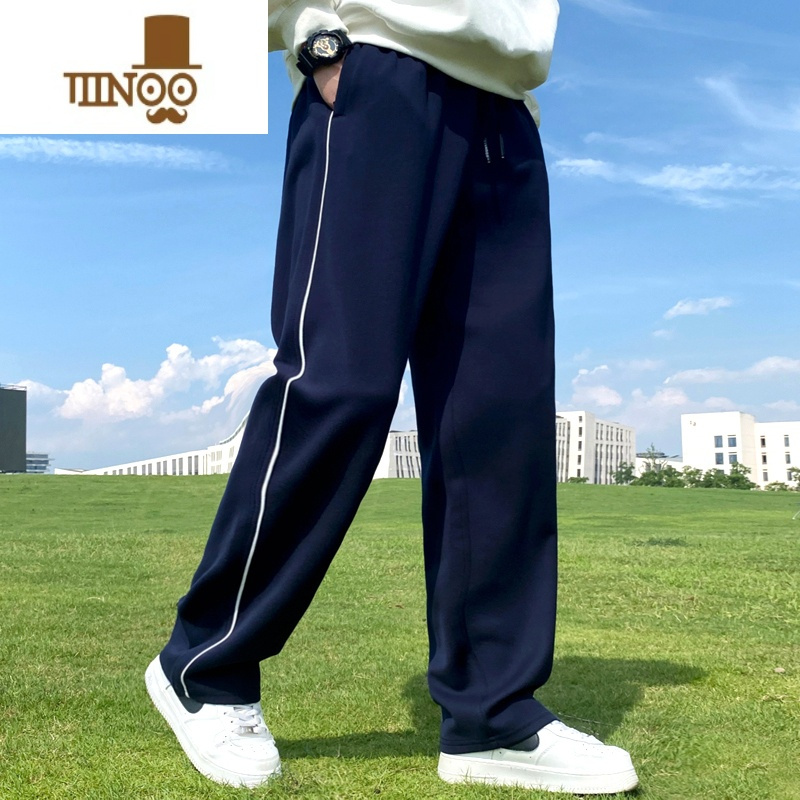 yanxu一条杠运动裤男款宽松卫裤女初中高中学生深蓝藏青色校服裤子