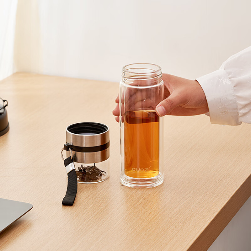 果兹泡茶杯400ml高硼硅玻璃双层杯子耐高温GZ-S74高清大图