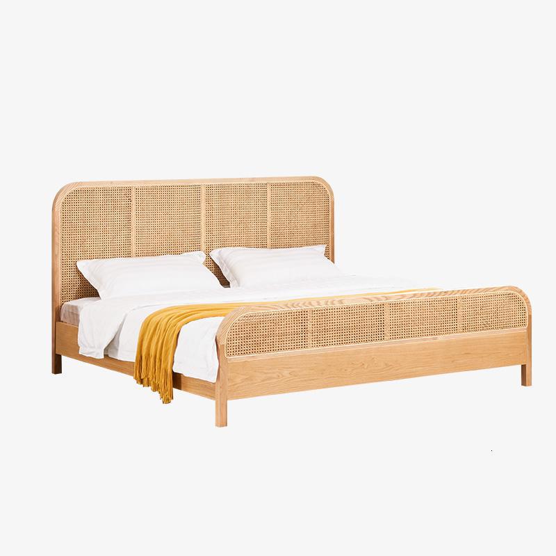 北欧床18米闪电客白蜡木轻奢藤编双人床15米现代简约主卧民宿家具