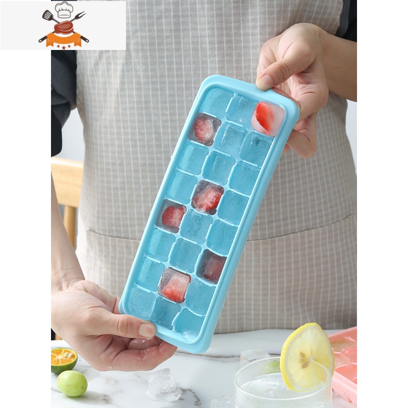 硅胶冰格制冰盒自制冰块模具家用速冻器辅食小冰箱做冰粒球带盖 敬平 白色12格[食品级PP 安全无异味]高清大图