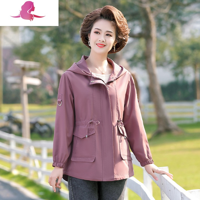 艳如飞中年妈妈春装洋气风衣时尚中老年女50岁早春新款洋气上衣外套