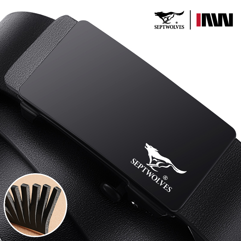 七匹狼皮带男士真皮自动扣腰带男款纯牛皮男式裤带正品2023新款