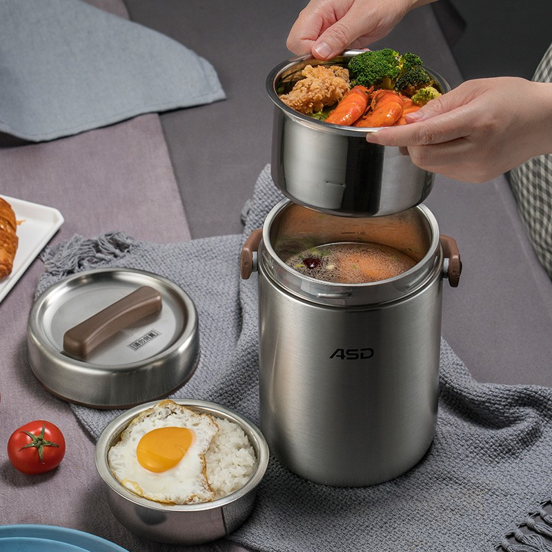 爱仕达保温桶提锅16l304不锈钢高真空粥桶汤桶三层学生便当饭盒大rws