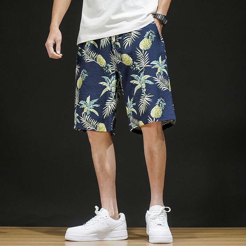 茜靓chyllirn夏季花短裤男ins宽松大码沙滩裤冰丝大裤衩潮牌速干外穿