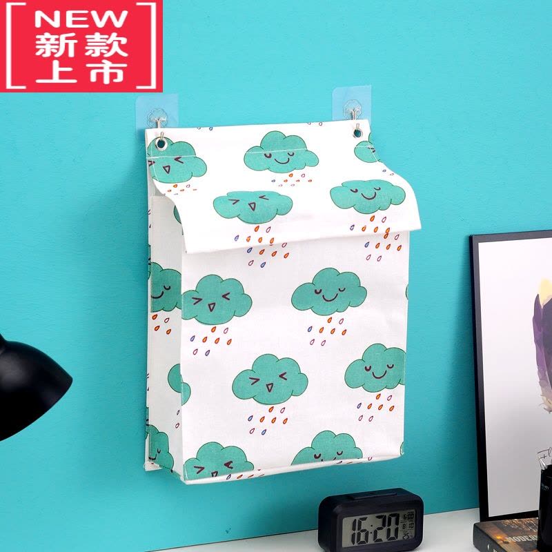 可莉允门后卡通收纳袋挂袋浴室挂墙布艺壁挂式置物袋宿舍床边杂物收纳包图片