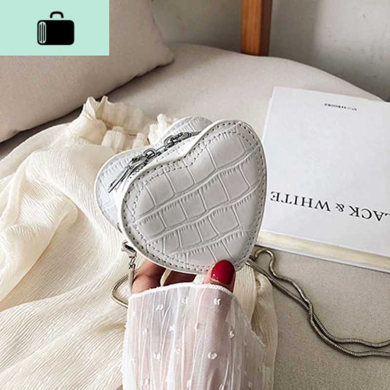 迷你小包包女2020新款韩版洋气链条单肩爱心包时尚百搭斜挎零钱包NEW LAKE 白色不可放手机