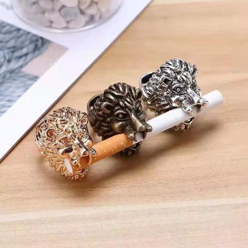 烟托烟架抽烟指环创意戒指狮子王烟支架戒指夹子男士夹烟神器戒指复古