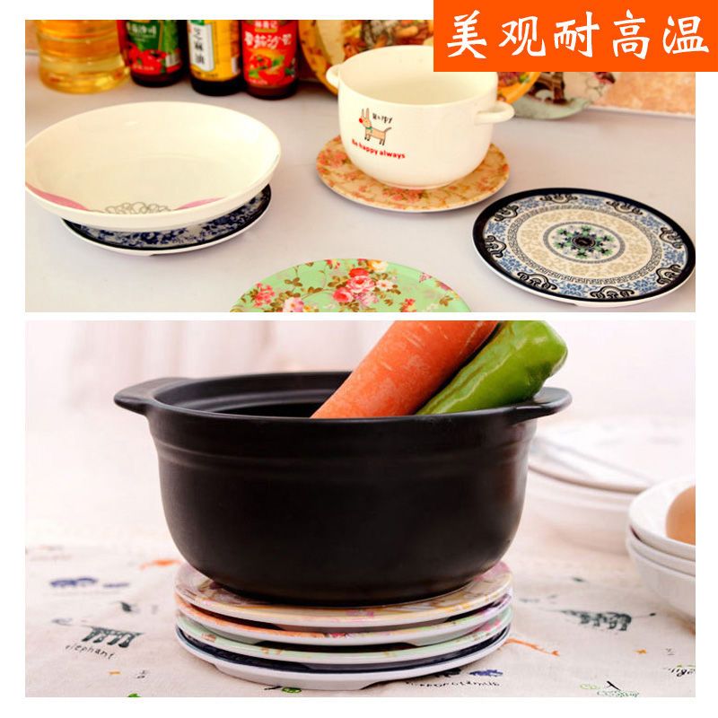 卡通欧式密胺隔热垫碗垫子餐桌盘子盘垫厨房创意碗垫防烫锅杯垫|三朵玫瑰 8个垫子+四面印花底座