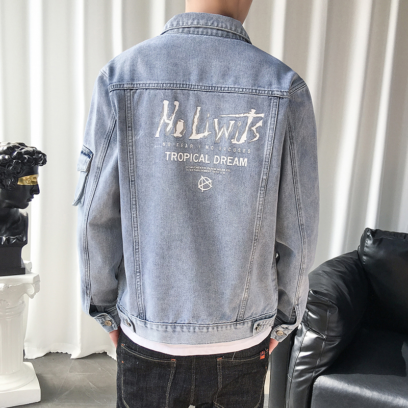 吉普战车衣服秋冬新款男士牛仔服男大码男装时尚休闲潮款韩版百搭帅气中青年牛仔衣男夹克外套男上衣JIPUZHANCHE-1