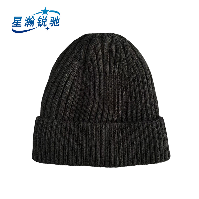 星瀚锐驰 黑色加绒毛线帽 XH-LB147 顶高清大图