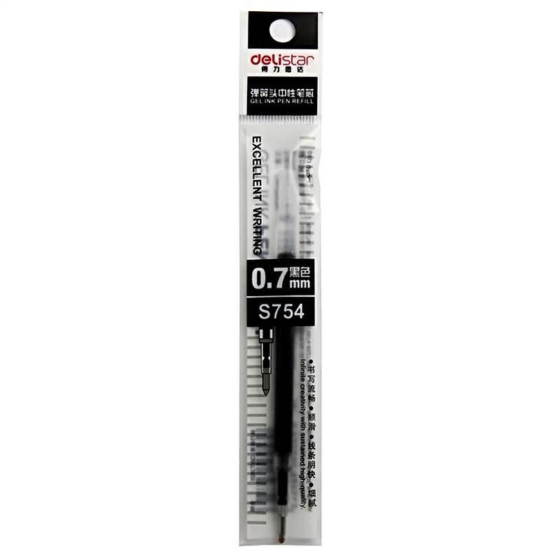 [精选]得力(deli)S754弹簧头黑色中性笔笔芯0.7mm 20支/盒(3盒价格) 黑色