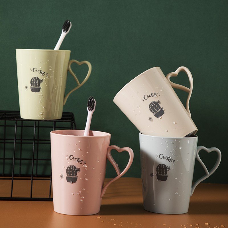 日式创意可爱口杯牙缸刷牙杯漱口杯牙具杯子家用情侣牙刷杯洗漱杯 三维工匠 四色各一