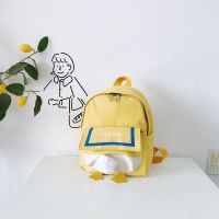 新款儿童洋气卡通撞色拼接双肩背包幼儿园男女童大容量宝宝背包潮 黄色