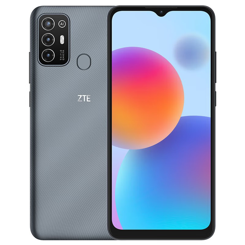 中兴畅行30 4GB+64GB 6.52英寸水滴屏 后置指纹识别 支持老人桌面 1300万高清三摄 5000毫安电池 智能手机 灰色