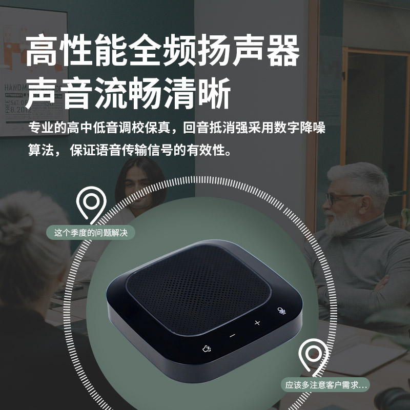 润普Runpu 视频会议无线四麦级联全向麦克风远程会议 手持本地扩音 有源音箱放音RP-S-Y980E高清大图